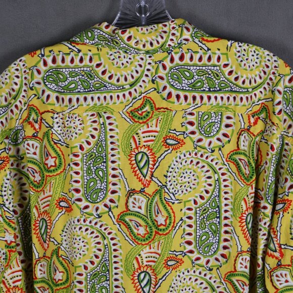 VTG Polo Ralph Lauren Shirt Mens XL Yellow Paisley Bob Camp Psychedelic 90s - Picture 6 of 12